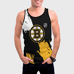 Майка-безрукавка мужская Бостон Брюинз - разлитая краска, цвет: 3D-черный — фото 2