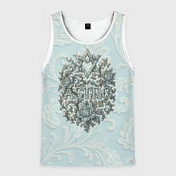 Майка-безрукавка мужская Astro логотип группы с розами и листьями, цвет: 3D-белый