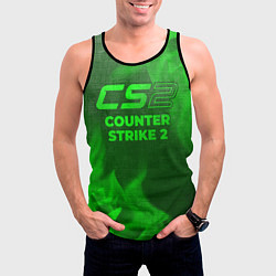 Майка-безрукавка мужская Counter Strike 2 - green gradient, цвет: 3D-черный — фото 2