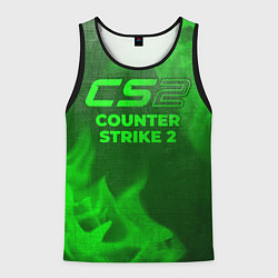 Майка-безрукавка мужская Counter Strike 2 - green gradient, цвет: 3D-черный