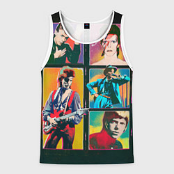 Майка-безрукавка мужская David Bowie vintage collage, цвет: 3D-белый