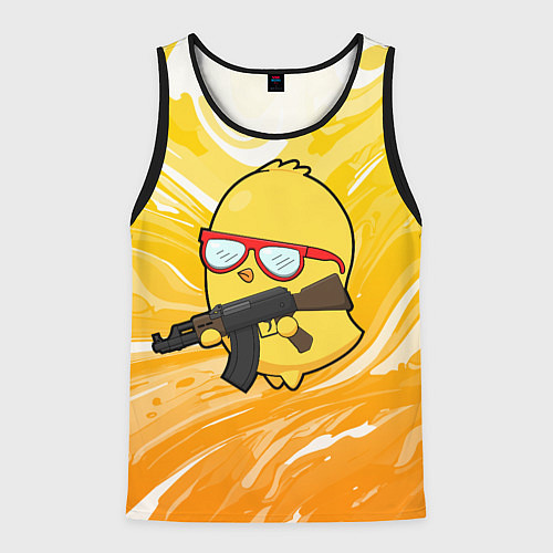 Мужская майка без рукавов Курица и автомат / 3D-Черный – фото 1