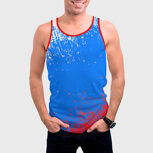 Мужская майка без рукавов Патриот - флаг / 3D-Красный – фото 3