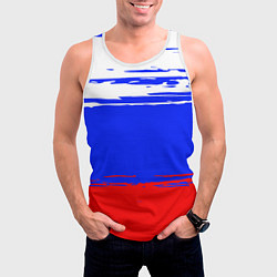 Майка-безрукавка мужская Патриот - флаг, цвет: 3D-белый — фото 2
