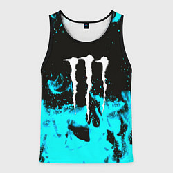 Майка-безрукавка мужская Monster energy голубой огонь, цвет: 3D-черный