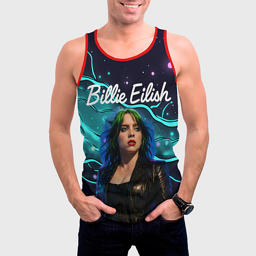 Мужская майка без рукавов Певица Билли Айлиш / 3D-Красный – фото 3