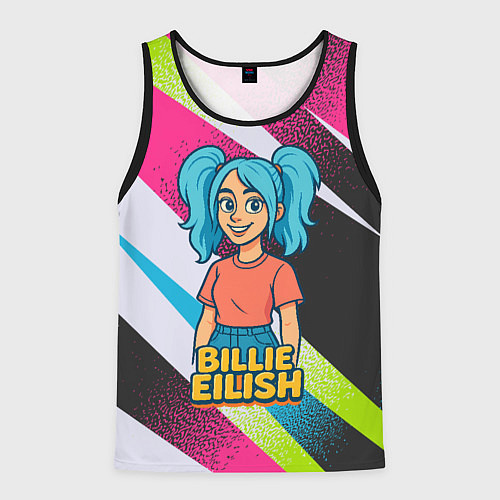 Мужская майка без рукавов Билли Айлиш в стиле мультфильма / 3D-Черный – фото 1