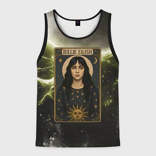 Мужская майка без рукавов Карта с Билли Айлиш / 3D-Черный – фото 1