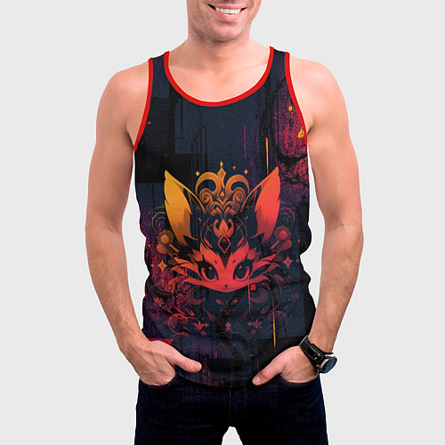 Мужская майка без рукавов Магический лисёнок / 3D-Красный – фото 3