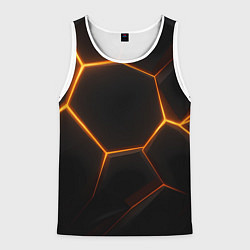 Майка-безрукавка мужская Черная объемная текстура с неоном, цвет: 3D-белый