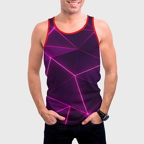 Мужская майка без рукавов Плиты с фиолетовыми гранями / 3D-Красный – фото 3