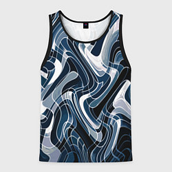 Майка-безрукавка мужская Тёмно-синий искажённая абстракция, цвет: 3D-черный