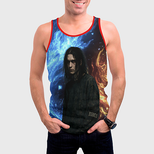 Мужская майка без рукавов Bones депрессивный стиль / 3D-Красный – фото 3
