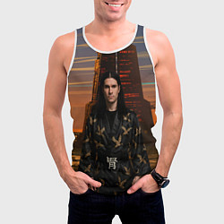 Майка-безрукавка мужская Bones в халате с журавлями, цвет: 3D-белый — фото 2