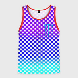 Майка-безрукавка мужская Monster шахматная клетка градиент, цвет: 3D-красный