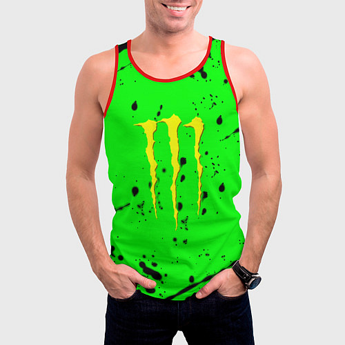 Мужская майка без рукавов Monster energy кислотные брызги / 3D-Красный – фото 3