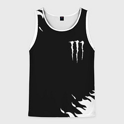 Майка-безрукавка мужская Monster energy fire white, цвет: 3D-белый