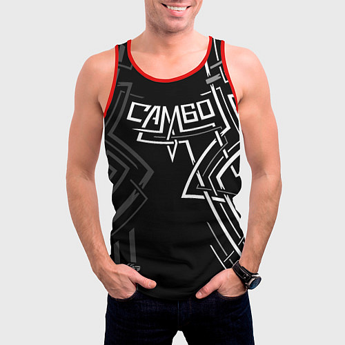 Мужская майка без рукавов Самбо движение в узоре / 3D-Красный – фото 3