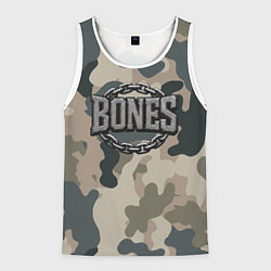 Майка-безрукавка мужская Bones логотип на камуфляже, цвет: 3D-белый