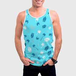 Майка-безрукавка мужская Текстура голубой гавайской рубашки, цвет: 3D-белый — фото 2