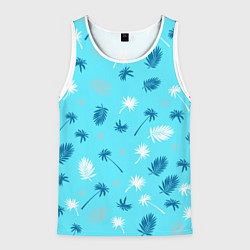 Майка-безрукавка мужская Текстура голубой гавайской рубашки, цвет: 3D-белый
