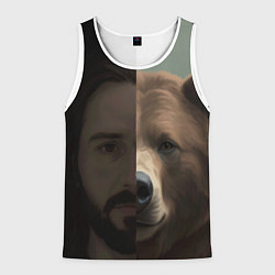 Майка-безрукавка мужская Человек-медведь, цвет: 3D-белый