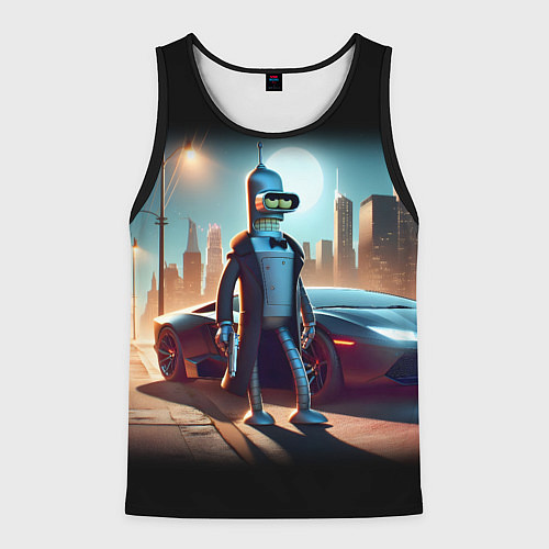 Мужская майка без рукавов Бендер с пистолетом - Нью-Йоркская мафия / 3D-Черный – фото 1