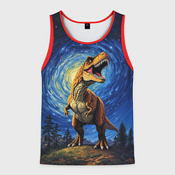 Майка-безрукавка мужская Тираннозавр Рекс - звездная ночь, цвет: 3D-красный