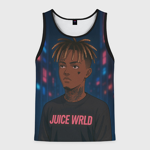Мужская майка без рукавов Juice WRLD - Неоновый аниме арт / 3D-Черный – фото 1