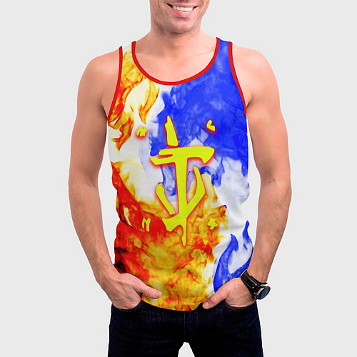 Мужская майка без рукавов Doom битва огня / 3D-Красный – фото 3
