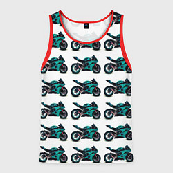 Майка-безрукавка мужская Motorbike light blue, цвет: 3D-красный