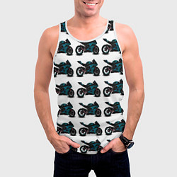 Майка-безрукавка мужская Motorbike blue, цвет: 3D-белый — фото 2