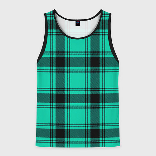 Мужская майка без рукавов Checkered turquoise / 3D-Черный – фото 1