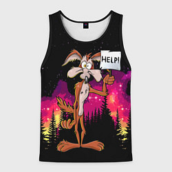 Майка-безрукавка мужская Кайот в лесу, цвет: 3D-черный