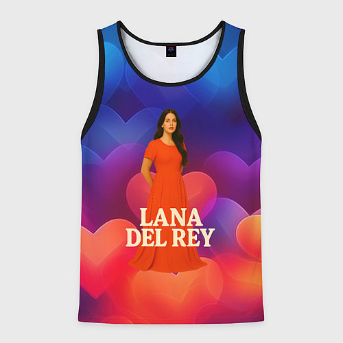 Мужская майка без рукавов Lana Del Rey на фоне сердечек / 3D-Черный – фото 1