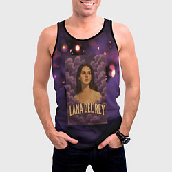 Майка-безрукавка мужская Lana Del Rey в фиолетовых облаках, цвет: 3D-черный — фото 2