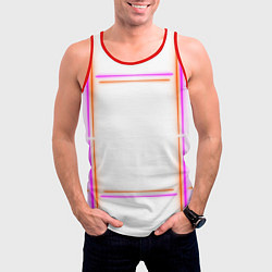Майка-безрукавка мужская Neon white orange pink, цвет: 3D-красный — фото 2