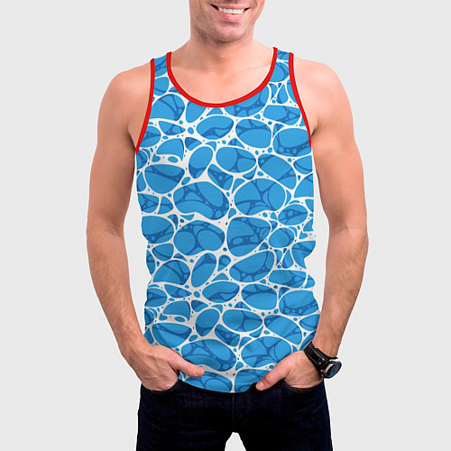 Мужская майка без рукавов Волновая рябь на поверхности воды паттерн / 3D-Красный – фото 3