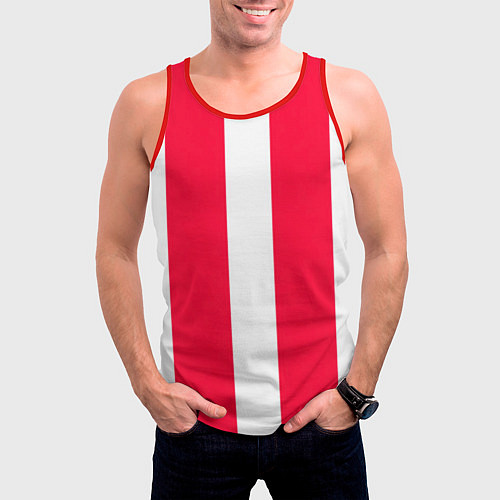 Мужская майка без рукавов Color red white line / 3D-Красный – фото 3