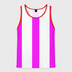 Майка-безрукавка мужская Color white pink lines, цвет: 3D-красный