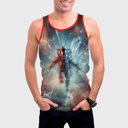 Мужская майка без рукавов Космонавт в космической туманности / 3D-Красный – фото 3