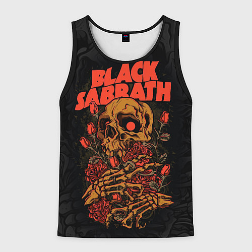 Мужская майка без рукавов Black Sabbath skeleton with roses / 3D-Черный – фото 1