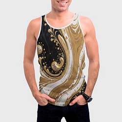 Майка-безрукавка мужская Черный агат и жидкое золото, цвет: 3D-белый — фото 2