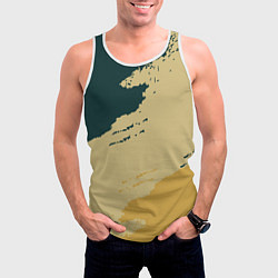 Майка-безрукавка мужская Желто-зеленые абстрактные полосы, цвет: 3D-белый — фото 2