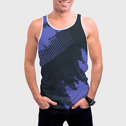 Майка-безрукавка мужская Абстрактная текстура в синем, цвет: 3D-белый — фото 2