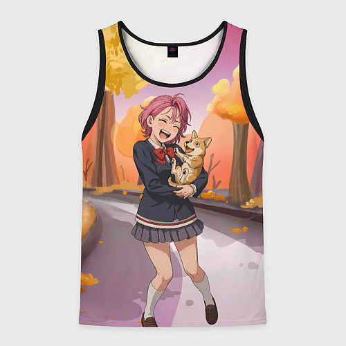 Мужская майка без рукавов Сиратори Айра Дандадан с щенком / 3D-Черный – фото 1