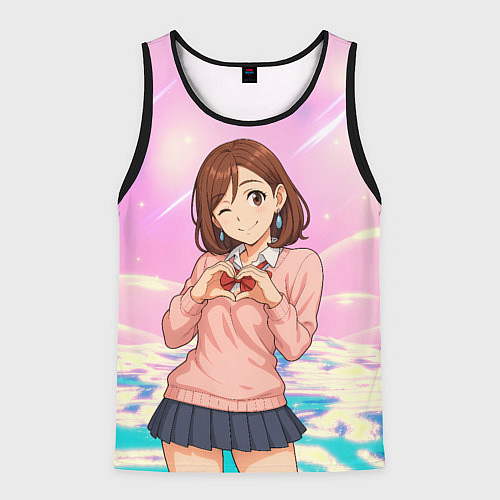 Мужская майка без рукавов Сиратори Айра делает сердечко руками - Дандадан / 3D-Черный – фото 1