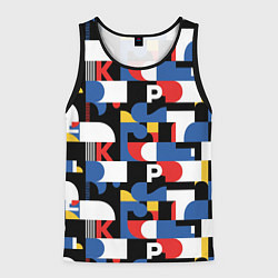 Майка-безрукавка мужская Геометрия букв, цвет: 3D-черный
