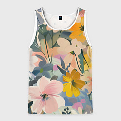 Майка-безрукавка мужская Цветы цветочки, цвет: 3D-белый