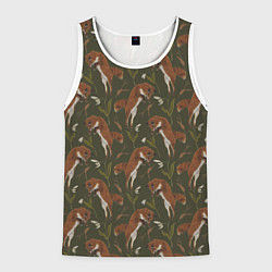 Майка-безрукавка мужская Лисы в подснежниках, цвет: 3D-белый